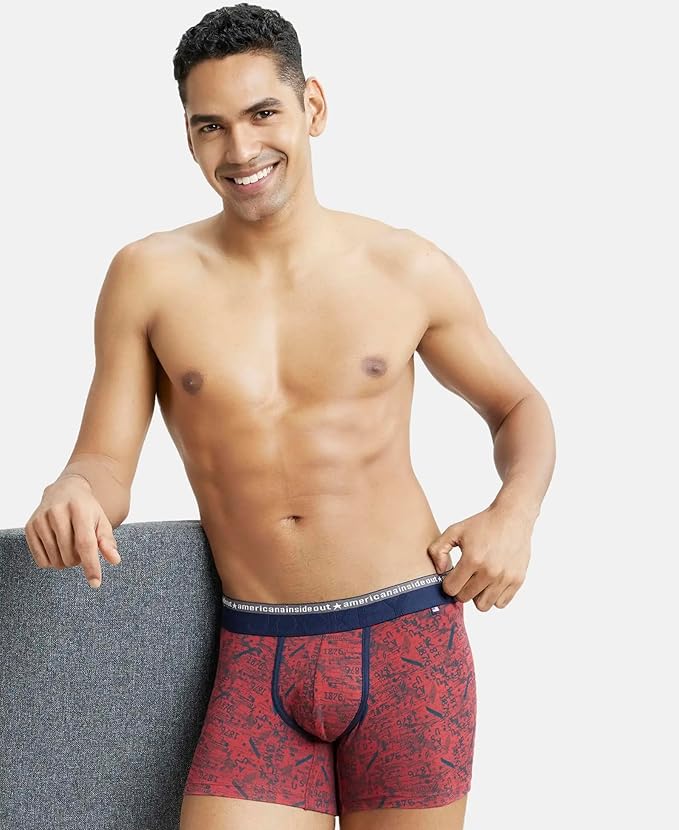 Jockey US63 Men's Super Combed Cotton Elastane Stretch Printed Trunk with Ultrasoft Waistband (Pack of 1 Prints May Vary)