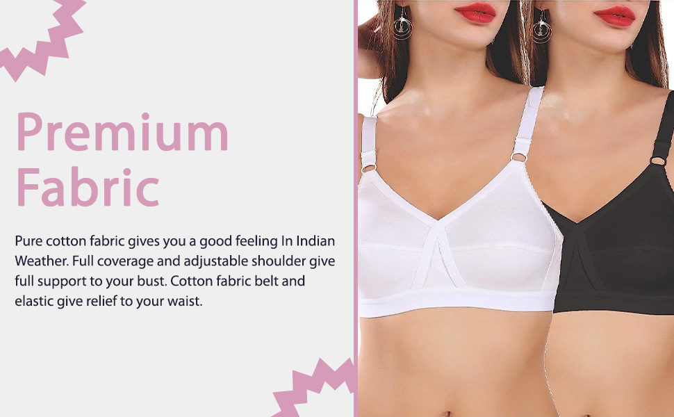 Teenager Bra Women's Cotton Non Padded Wired Regular, Full-Coverage Bra (Teenager 38DD WBS_White, Black, Skin_38)