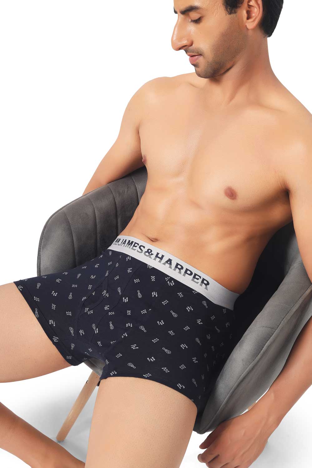 James & Harper Men's Printed Samrat Trunk Size 85 cm Pack of 3