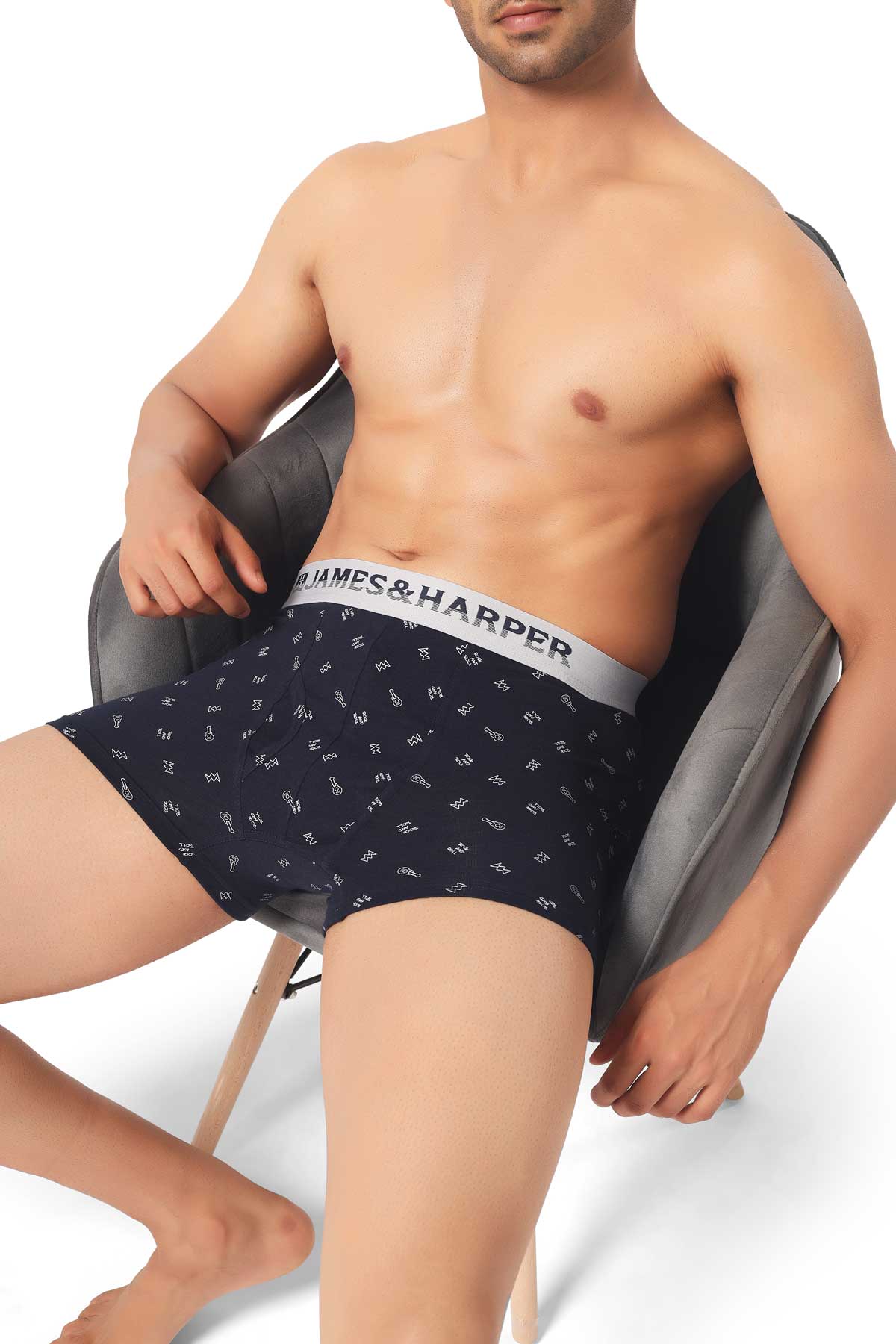 James & Harper Men's Printed Samrat Trunk Size 85 cm Pack of 3