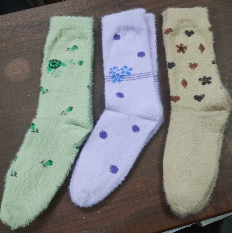 Winter Socks – Soft Fleece Floral Design for Girls & ladies