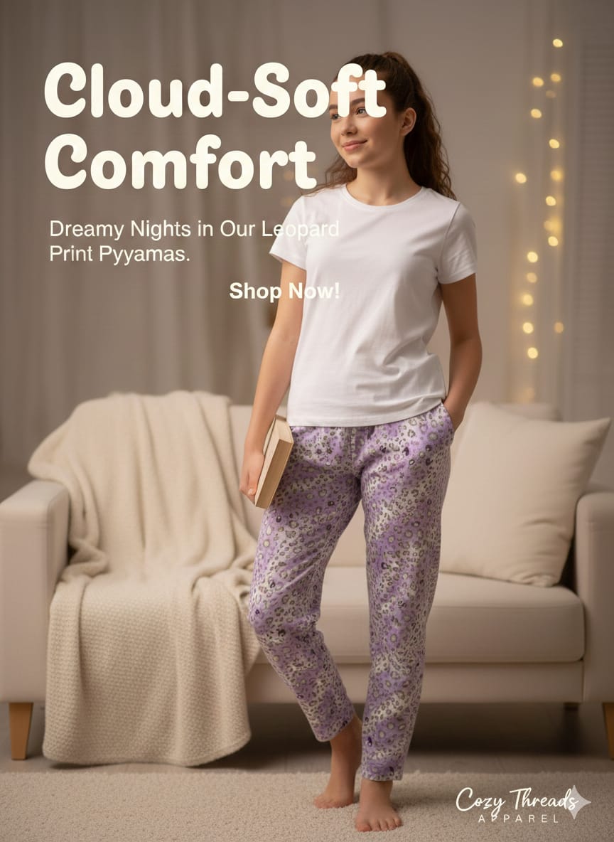 Women’s Patterned Cotton Lounge Pyjamas – Soft Printed Night & Home Wear Pants (Size M)